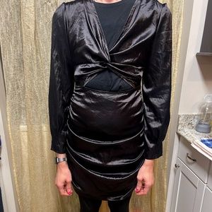 Y2K retro satin dress with keyhole